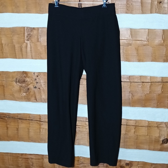 Eileen Fisher washable packable stretch crepe pull on pant black minimalist PM - Picture 2 of 8